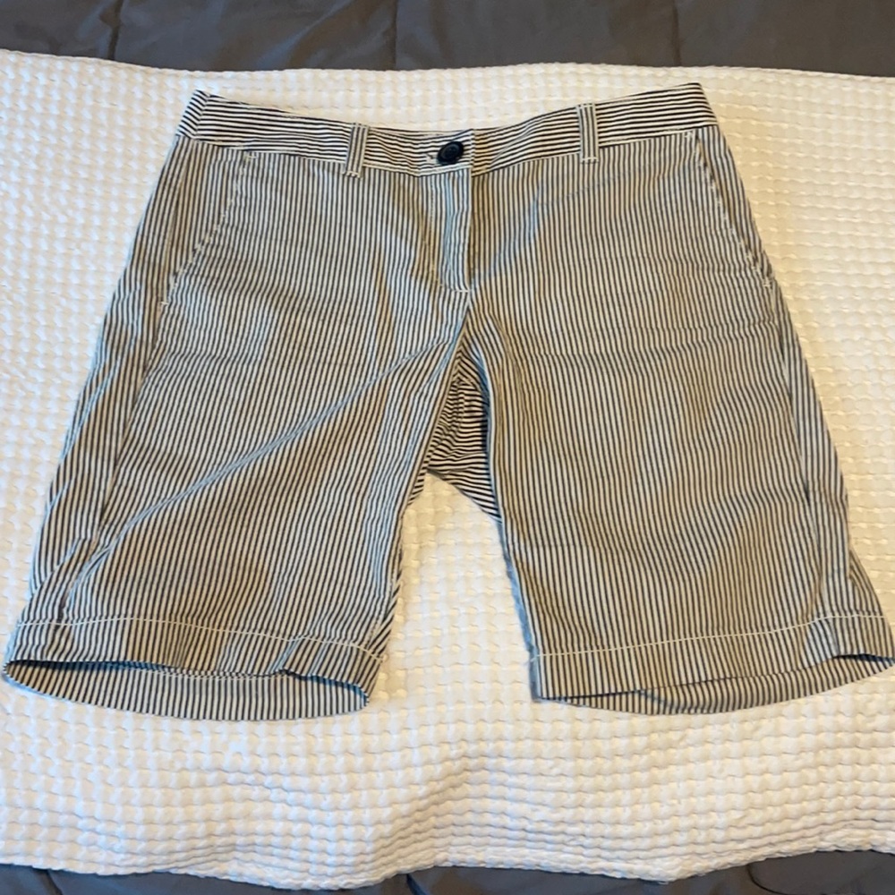 Blue/Cream Striped Bermuda LOFT Shorts Size 2P